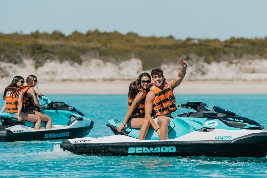 Can Picafort: Guided Playa de Muro Jet Ski Tour with Photos - Leaving Can Picafort and reaching open water