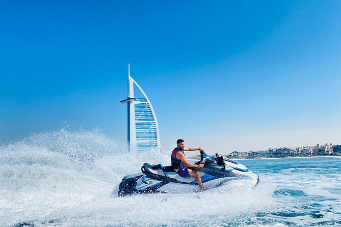 Dubai: 30min Jet Ski: Burj Al Arab w Pics, Videos, free Ice Cream - Jumeirah Beach Hotel and Dubai’s distant skyline