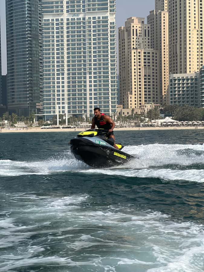 Dubai East: Guided JetsKi Ride with Sound System! - Ain Dubai and the Bluewaters Island stop