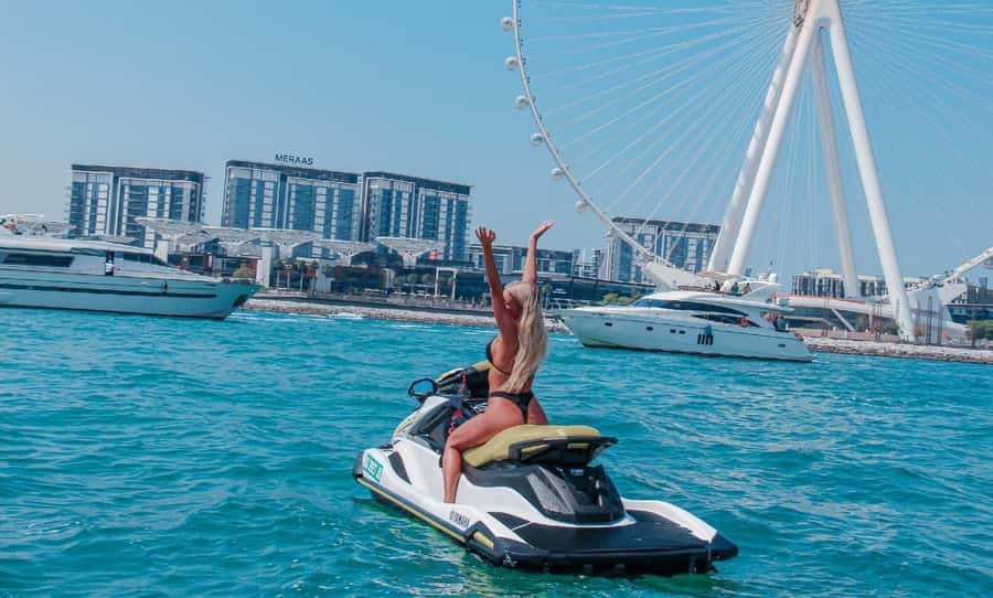 Dubai: Jetski Tour to Dubai Eye, JBR, Palm & Burj Al Arab - JBR Beach and time to play