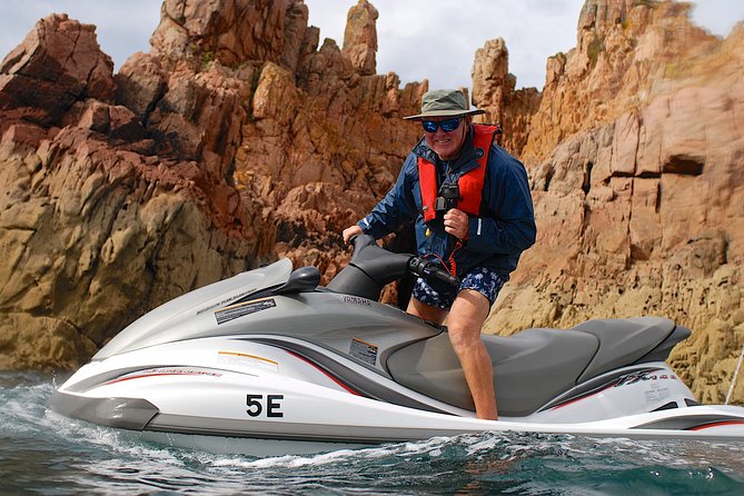 Escorted Coastal Tour by Jet Skis from St. Aubin - Setting off from La Haule Slip in St. Aubin