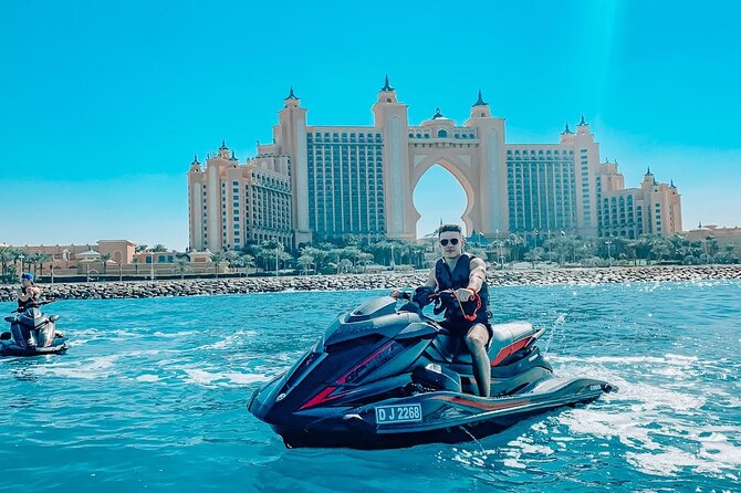 Exclusive 2HR Jet Ski TOUR-JBR & BLUEWATERS-ATLANTIS-BURJ AL ARAB - Getting comfortable on the two-seater jet ski