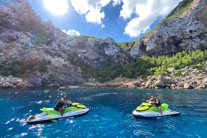 Excursion to Es Vedrá Island by Jet Ski From San Antonio - The Es Vedrà stop: swimming, snorkeling, and changing drivers