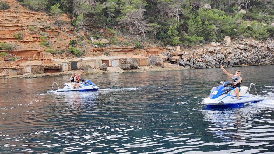 Ibiza Jet Ski Tour: San Antonio to Cala Salada - No License - Leaving San Antonio Bay on a Yamaha Waverunner