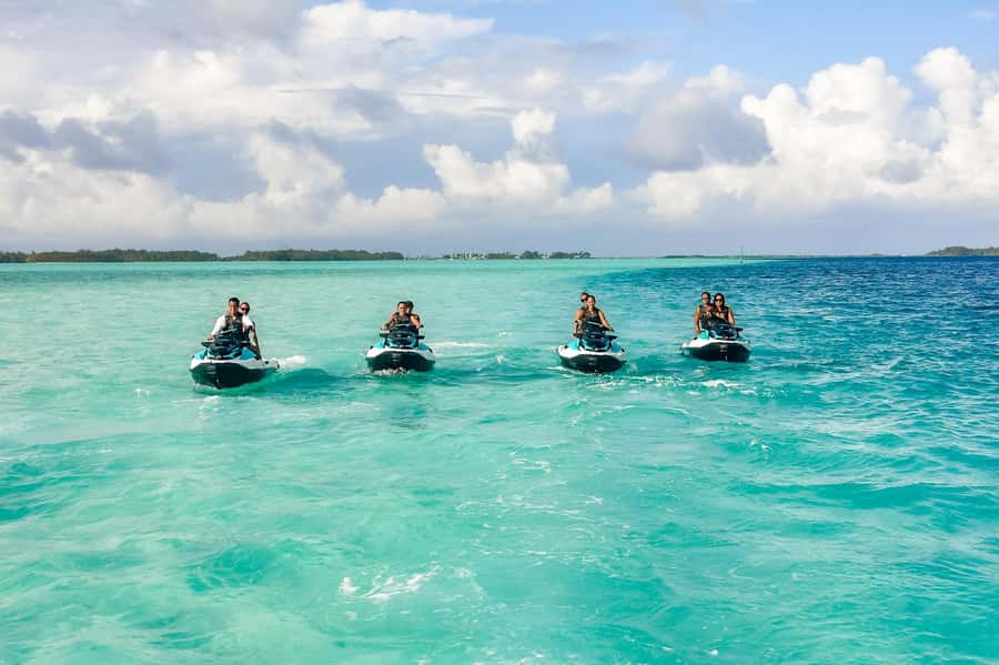 Jet Ski Around Bora Bora - Speed Through Paradise - Stopping beneath Mount Otemanu