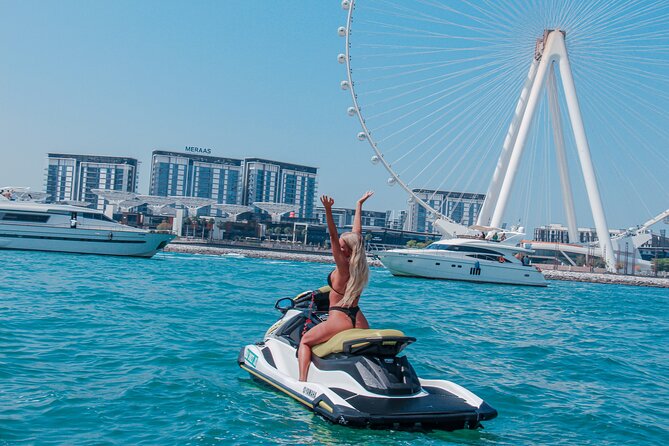 Jet ski Dubai 30 minute Guided Sightseeing Tour - The pontoon transfer and JBR Beach setup