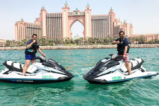 Jet Ski Experience in Dubai - Looking back toward the Burj Al Arab and Burj Khalifa