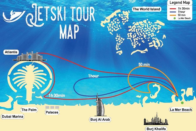 Jet Ski Tour Dubai: La Mer - Burj Al Arab- Atlantis for 1h 30min - The $275 price: exciting, but not a bargain