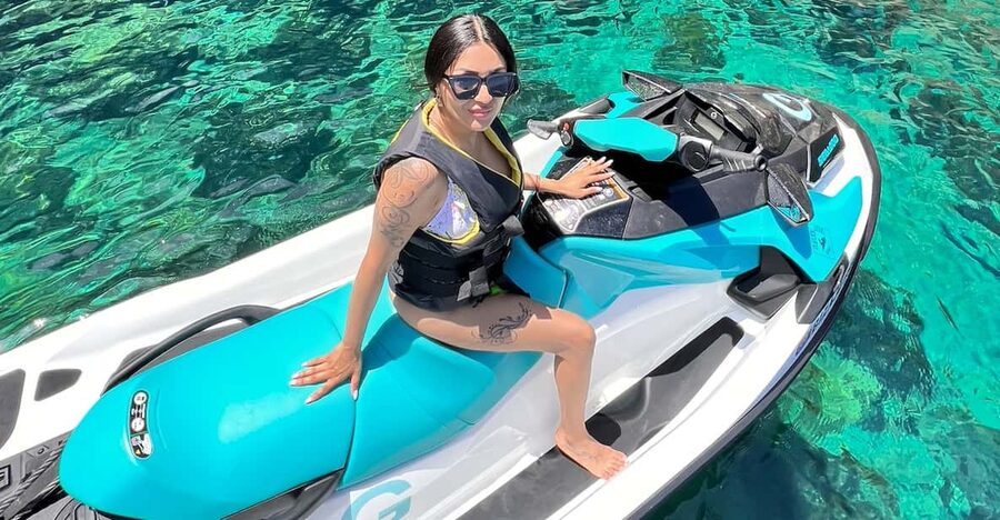 JET SKI TOUR TO Cala Salada FROM Puerto de San Antonio - Riding toward Cala Salada