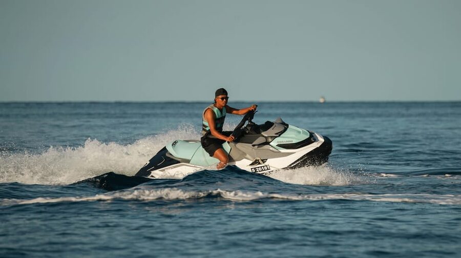Mellieha: Jet Ski Rental with Safety Boat - Riding a Sea-Doo GTX across northern Malta