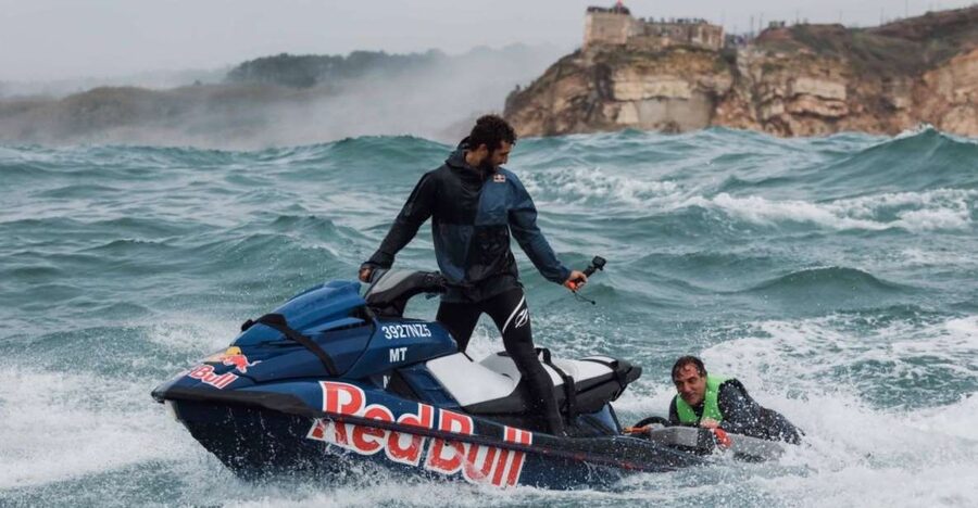 Nazaré: Experience Big Waves Zone on Jet Ski with Sled - The sled ride behind the jet ski