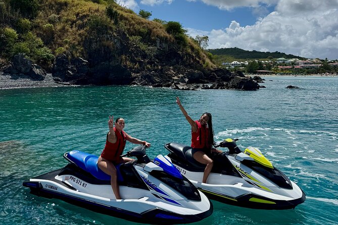 One hour private jet ski tour in Saint Martin with free passenger - A calm-water pause at Friar’s Bay